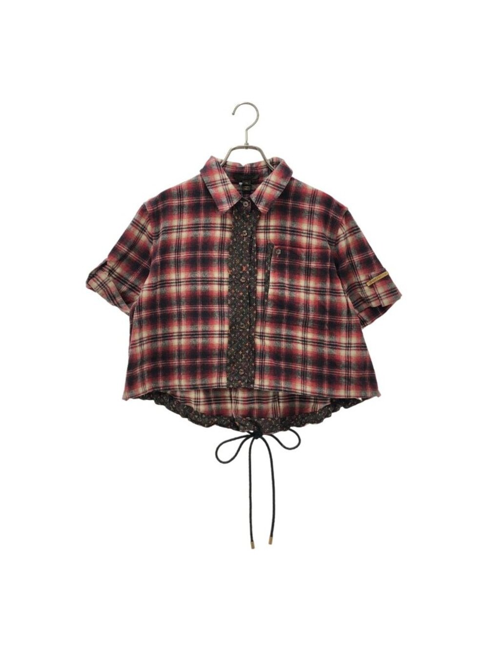 Louis Vuitton Cotton Check Monogram Short Sleeve Flannel Shirt Red 38